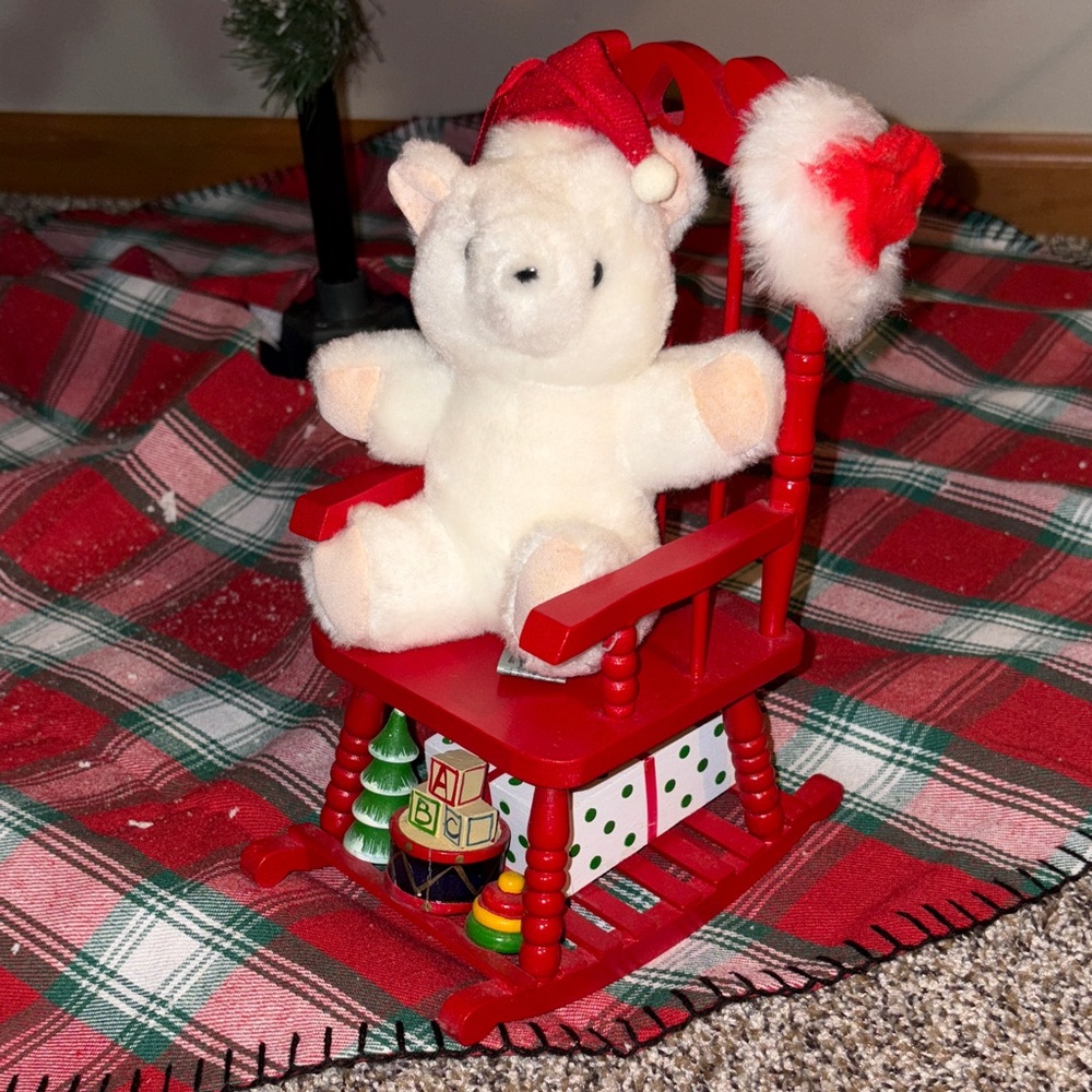 Anco Plush Bear in Musical Red Rocking Chair
